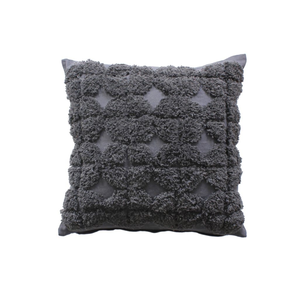 Coussin déhoussable tufté Bundi 40x40cm gris - DECOSTARS