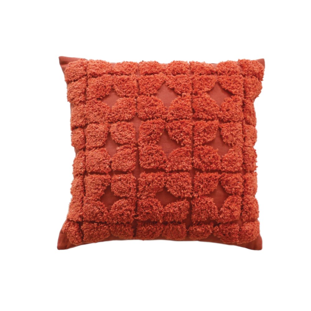 Coussin déhoussable tufté Bundi 40x40cm orange - DECOSTARS