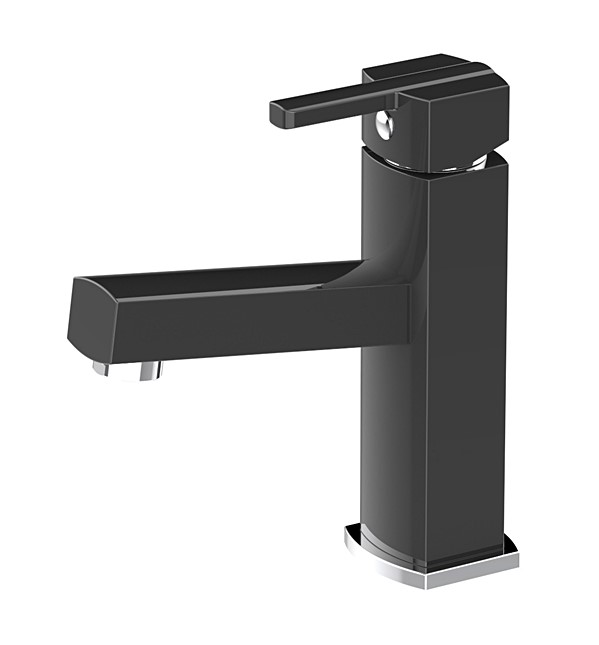 Mitigeur Scoop lave-mains carré noir H.151 mm - ESSEBAGNO