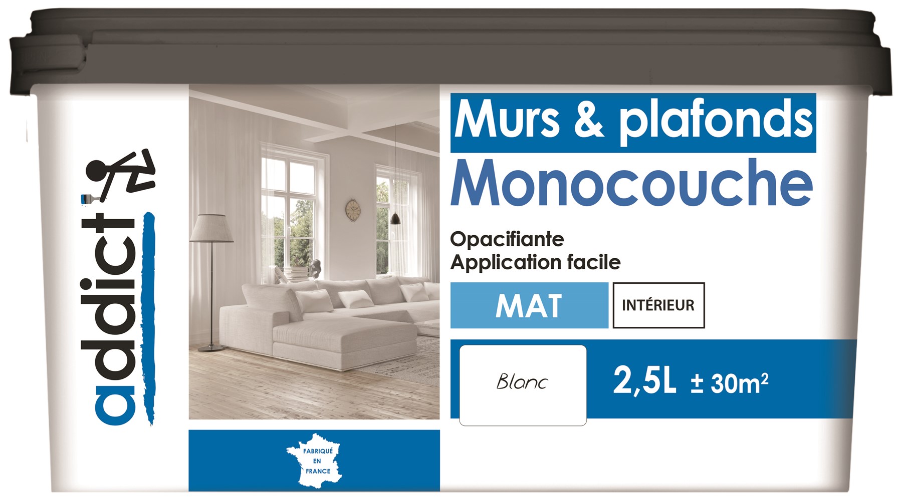 Peinture acrylique monocouche 2.5 l blanc mat