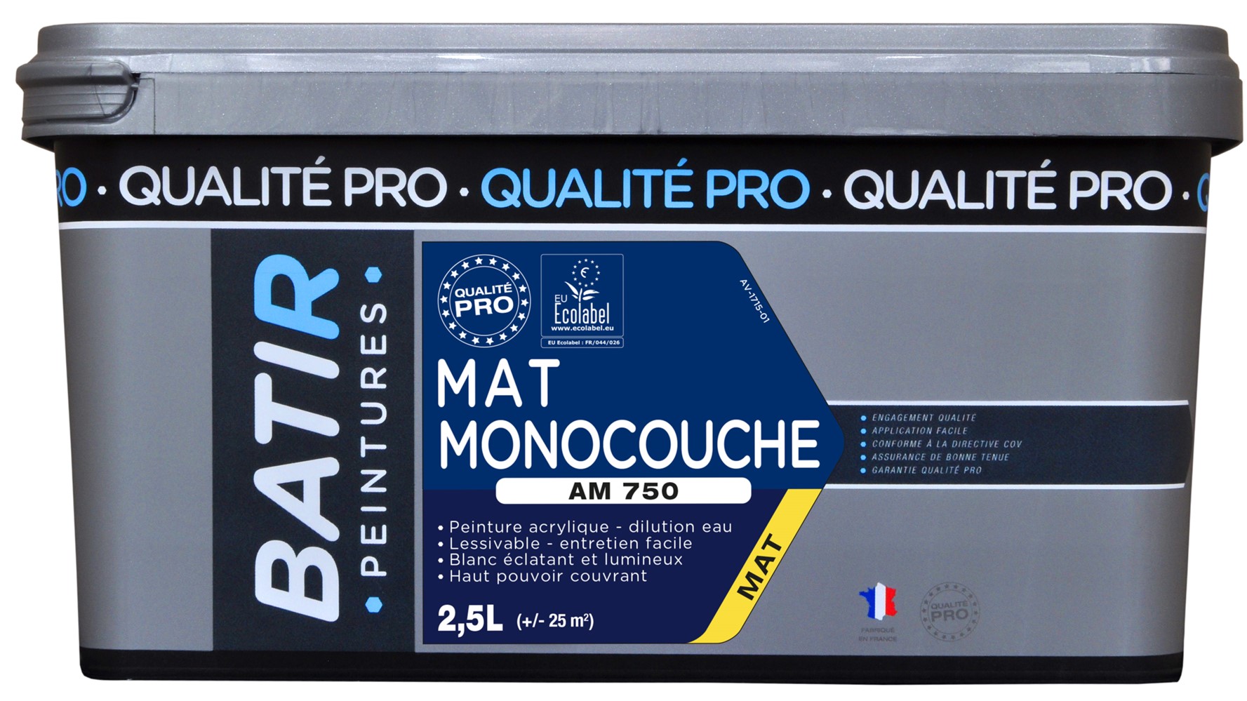 Peinture mat monocouche am750 2.5 l blanc