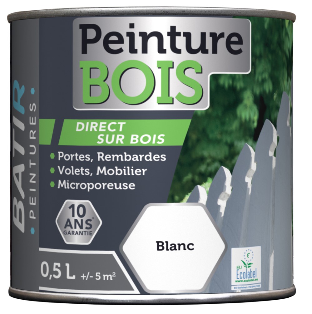 Peinture bois ecolabel 0.5 l blanc