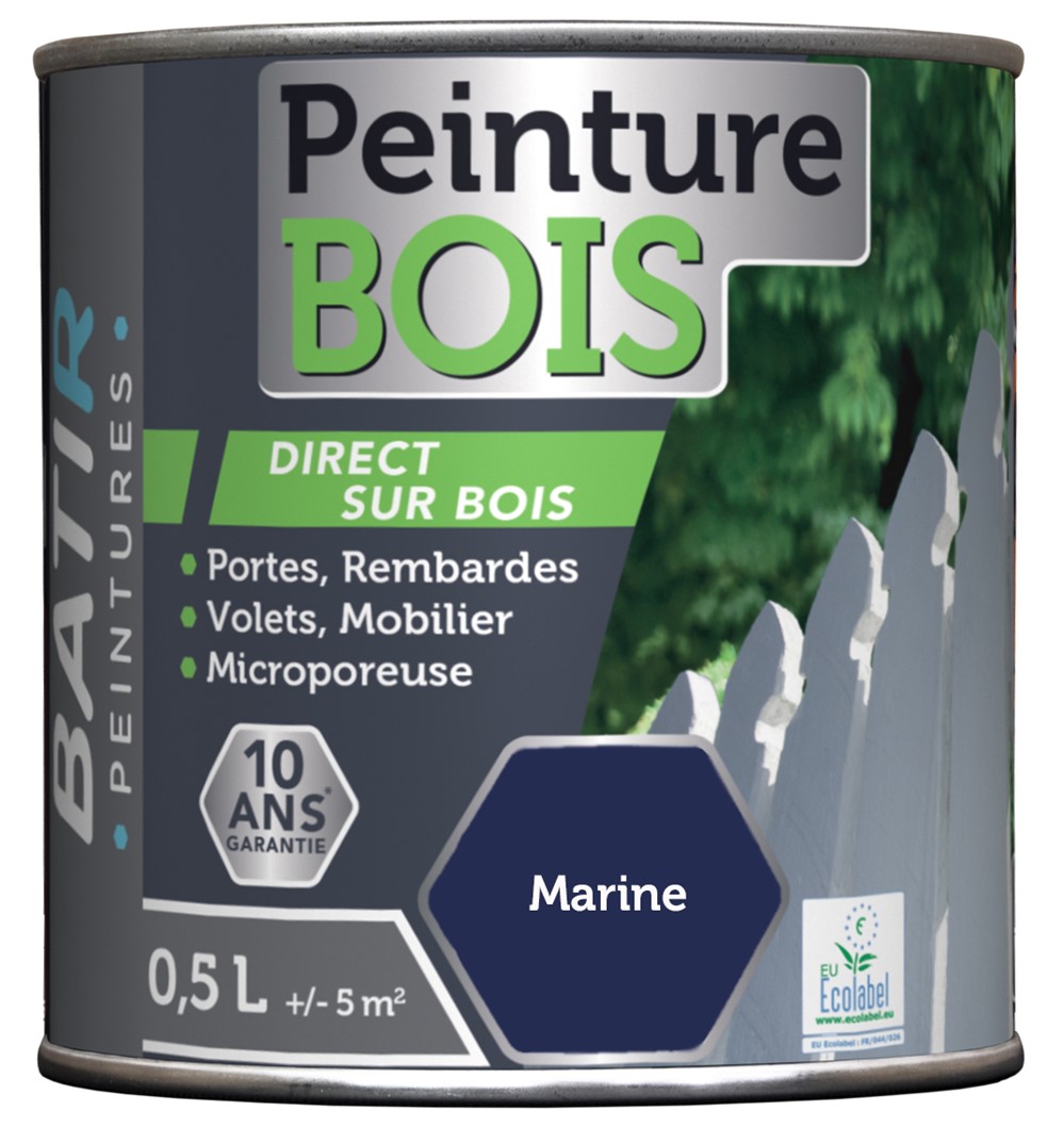 Peinture bois ecolabel 0.5 l marine