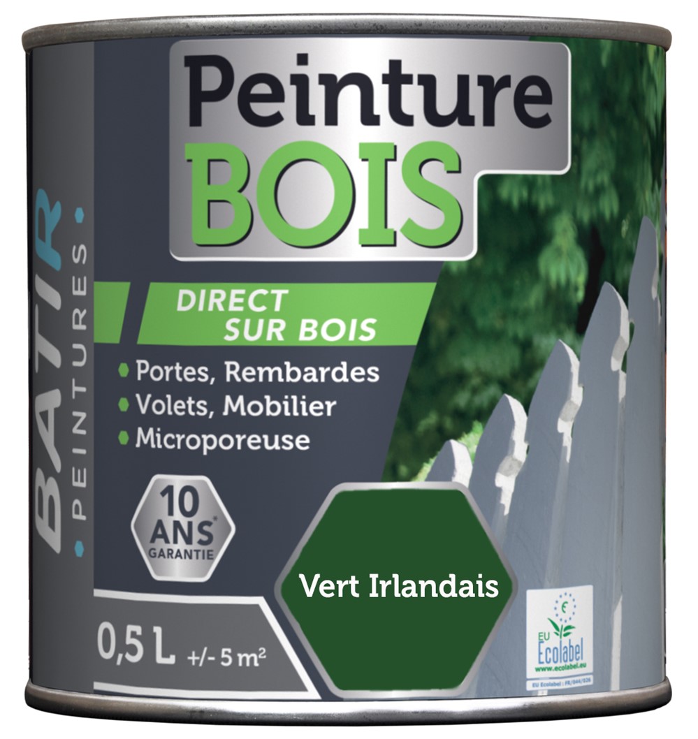 Peinture bois ecolabel 0.5 l vert irlandais