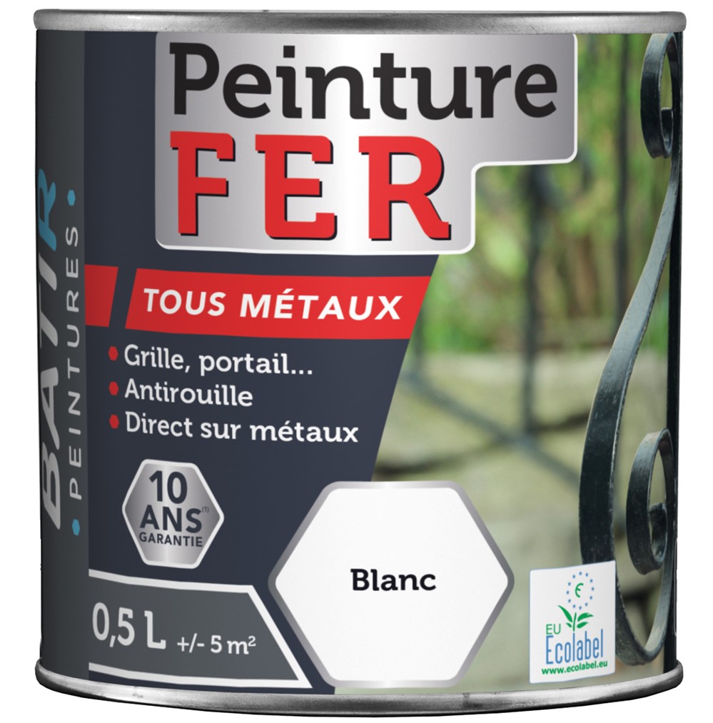 Peinture fer tous métaux ecolabel 0.5 l blanc