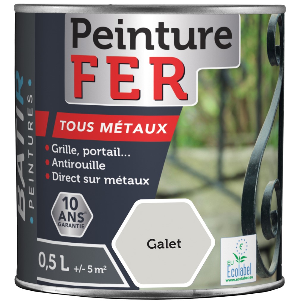 Peinture fer tous métaux ecolabel 0.5 l galet