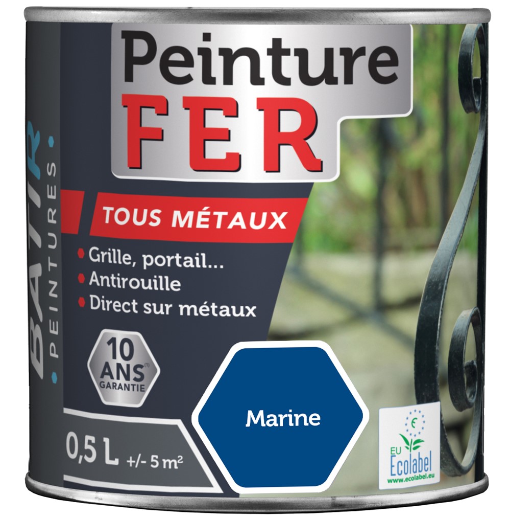 Peinture fer tous métaux ecolabel 0.5 l marine