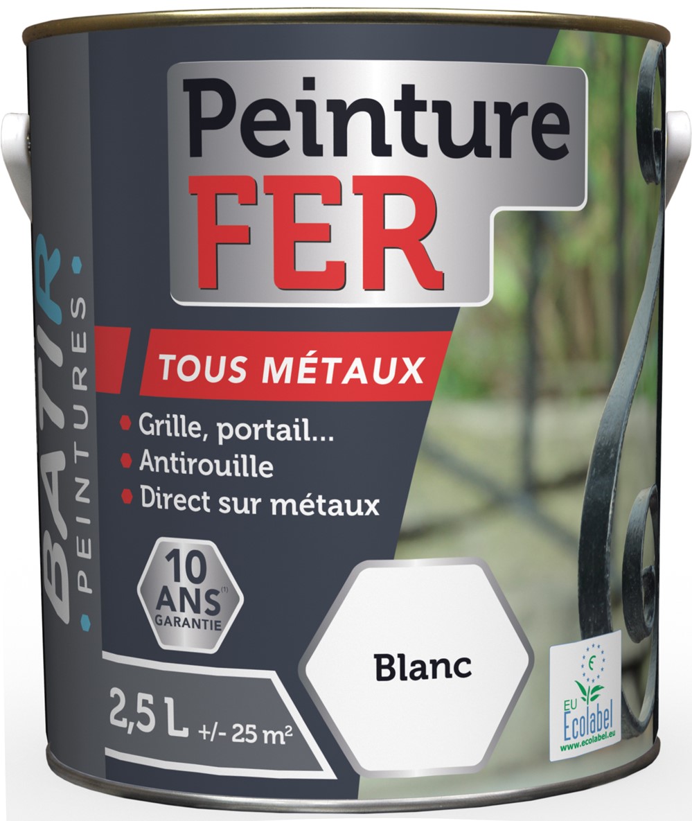 Peinture fer tous métaux ecolabel 2.5 l blanc