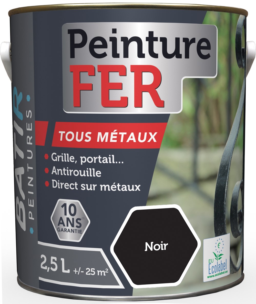 Peinture fer tous métaux ecolabel 2.5 l noir