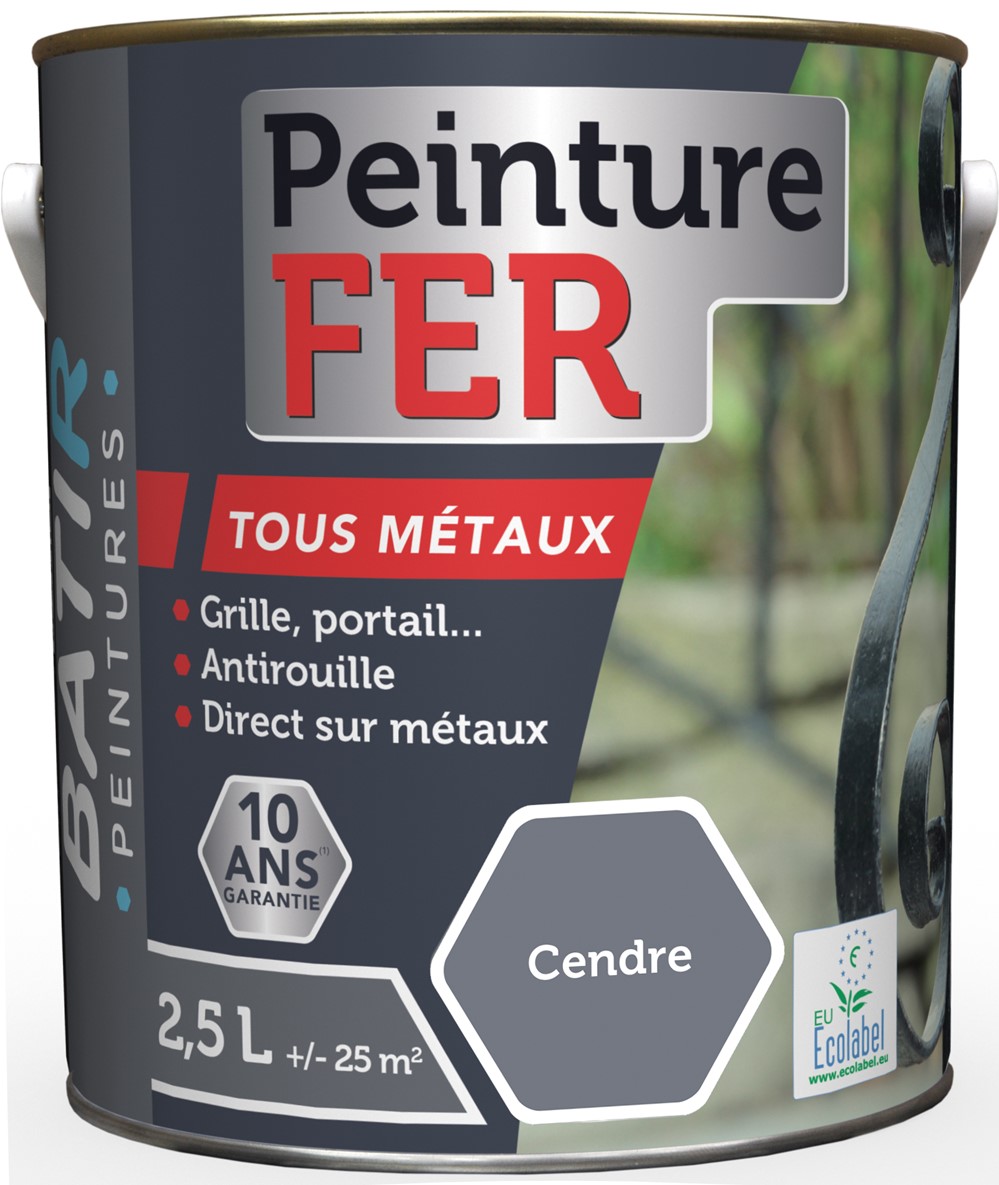 Peinture fer tous métaux ecolabel 2.5 l cendre