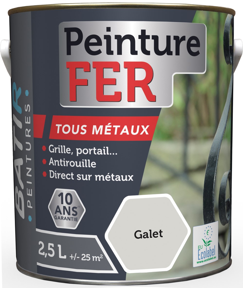 Peinture fer tous métaux ecolabel 2.5 l galet