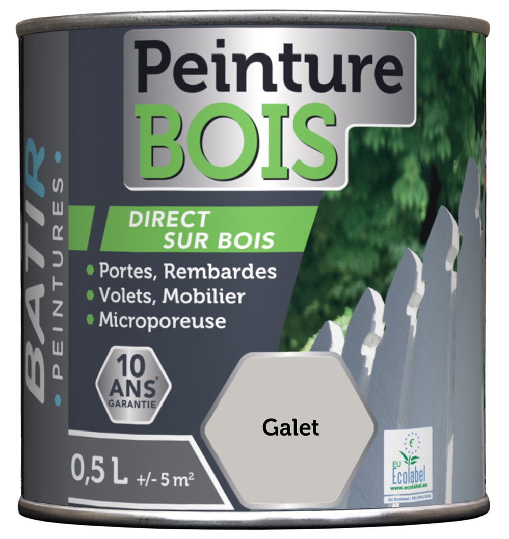 Peinture bois ecolabel 0.5 l galet