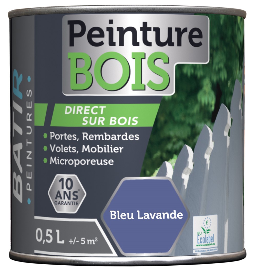 Peinture bois ecolabel 0.5 l bleu lavande