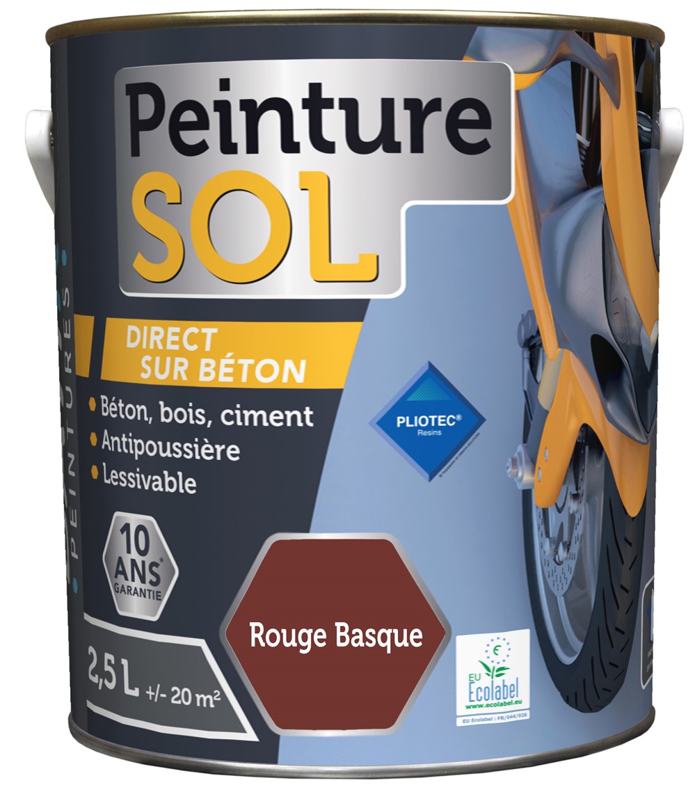 Peinture sol 2.5 l rouge basque