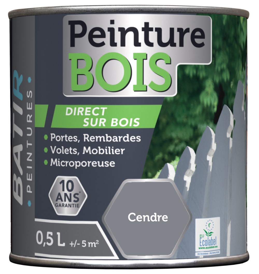 Peinture bois ecolabel 0.5 l cendre