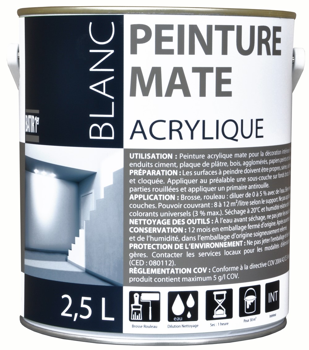 Peinture 1er prix acrylique mat 2.5 l