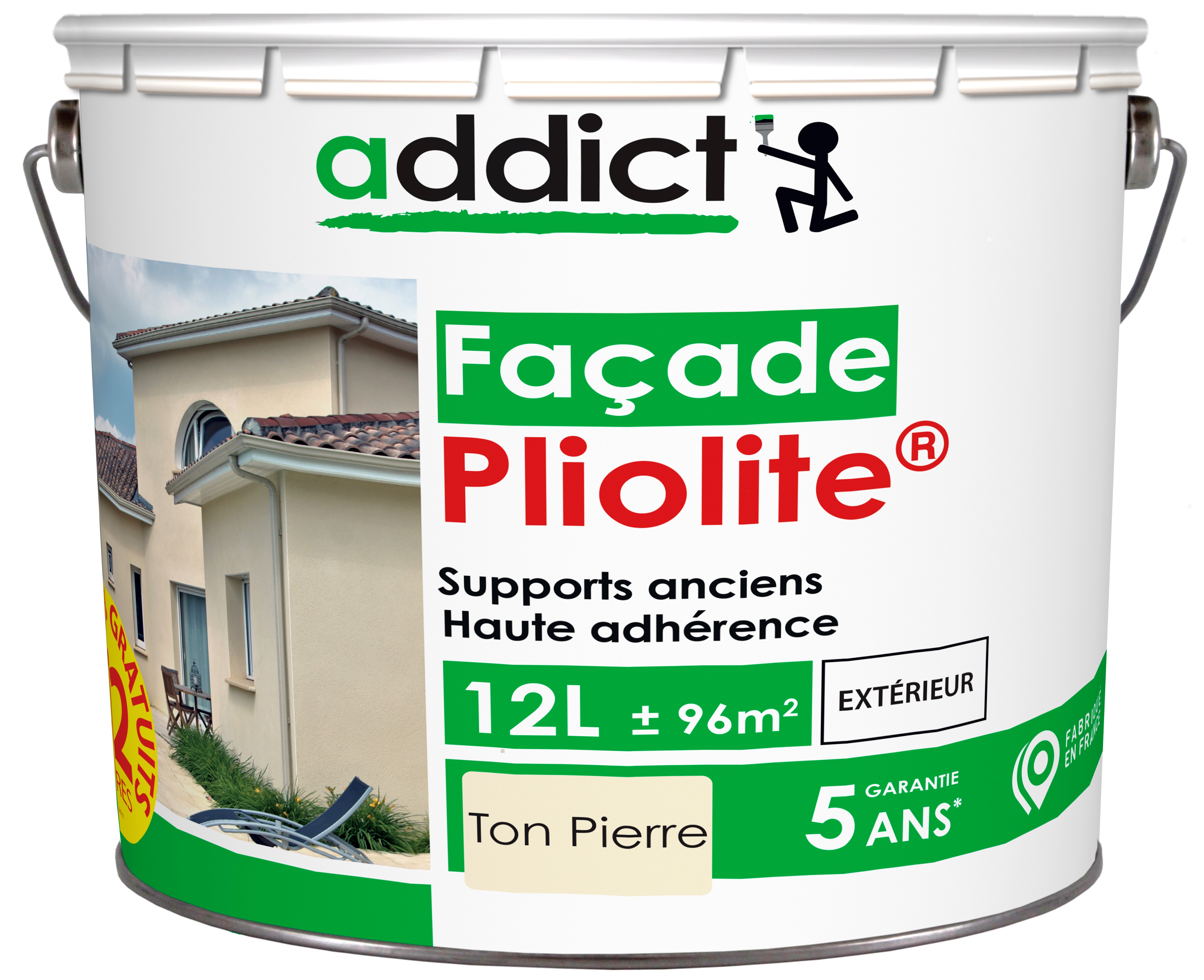 Peinture façade pliolite 10 l pierre+ 20% gratuits