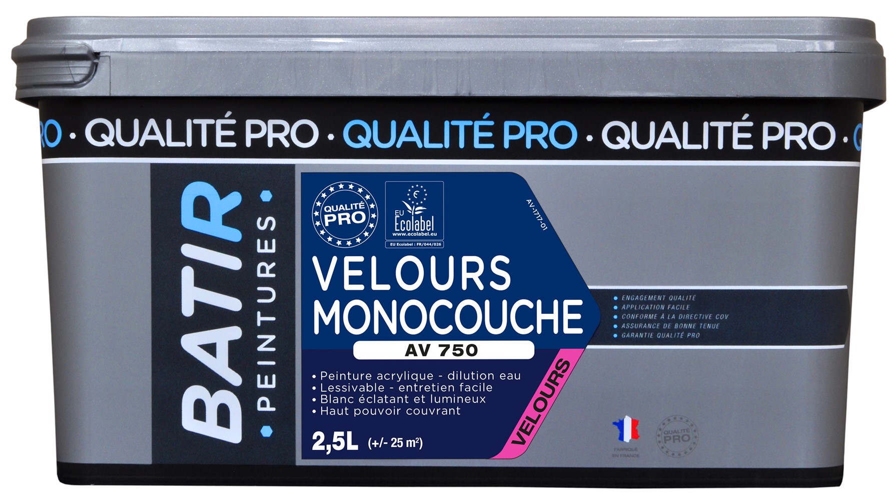 Peinture velours monocouche av750 2.5 l blanc