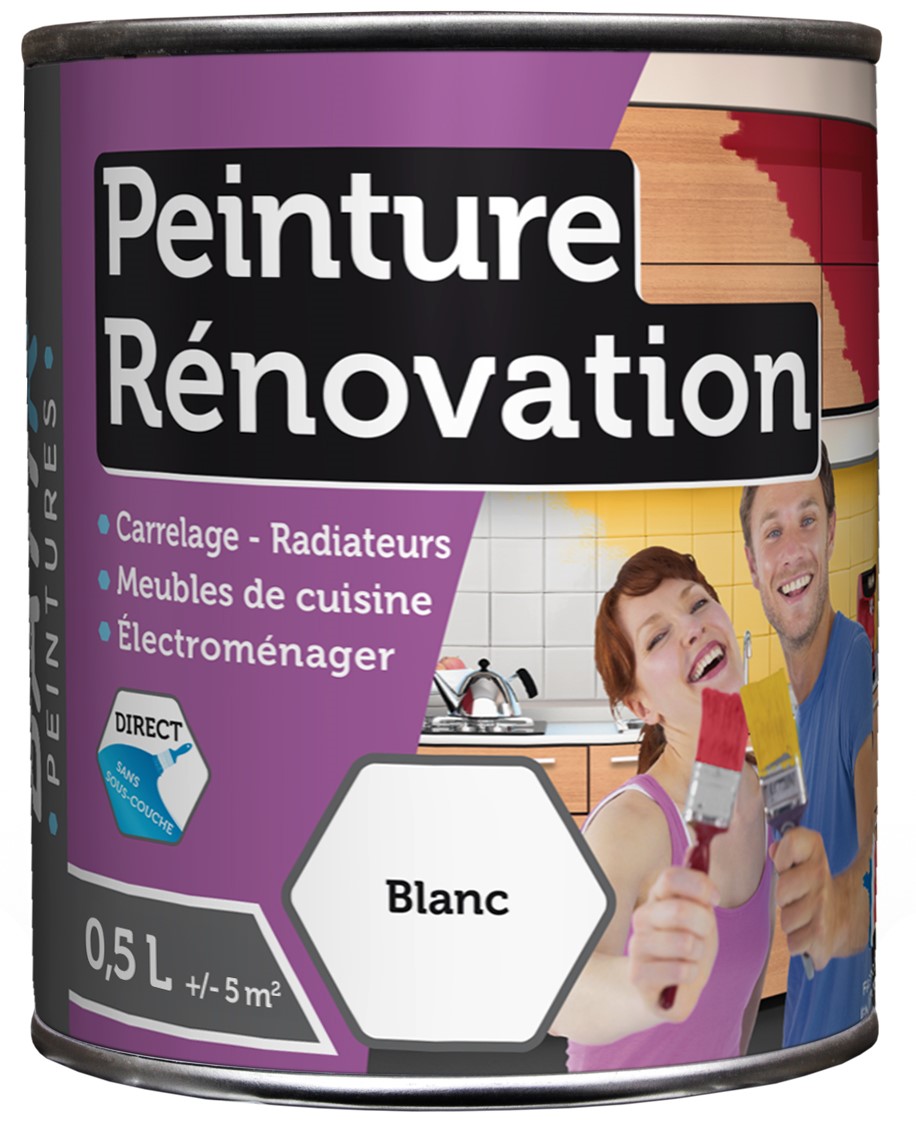 Peinture rénovation satin 0.5 l blanc