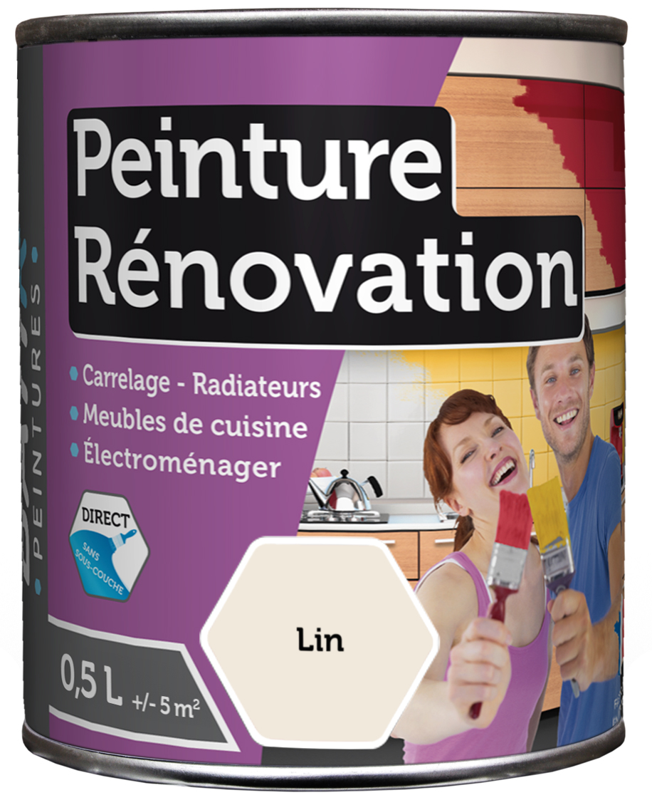 Peinture rénovation satin 0.5 l lin