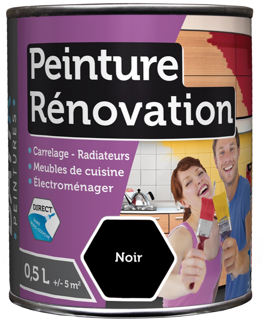 Peinture rénovation satin 0.5 l noir