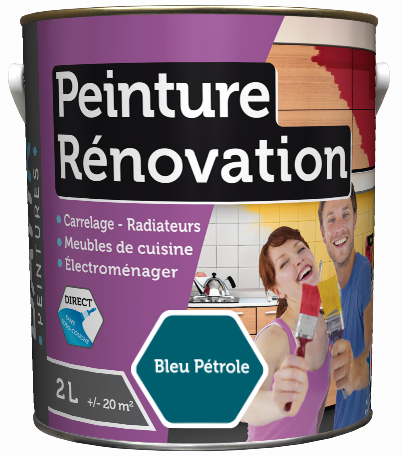 Peinture rénovation satin 2 l bleu pétrole