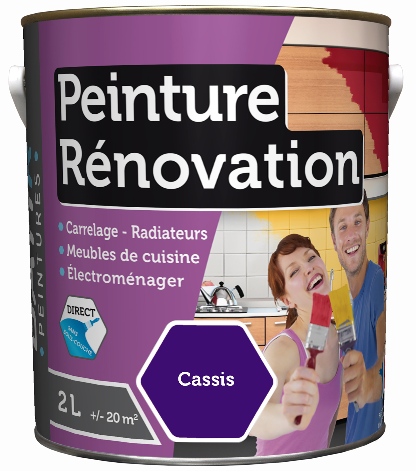 Peinture rénovation satin 2 l cassis