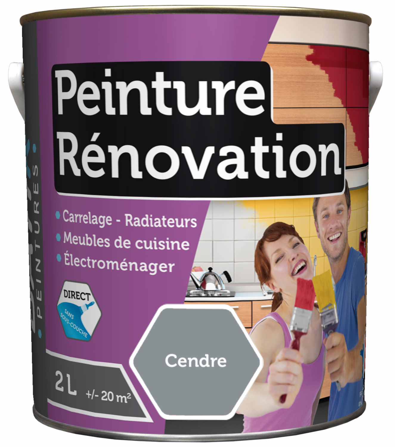 Peinture rénovation satin 2 l cendre