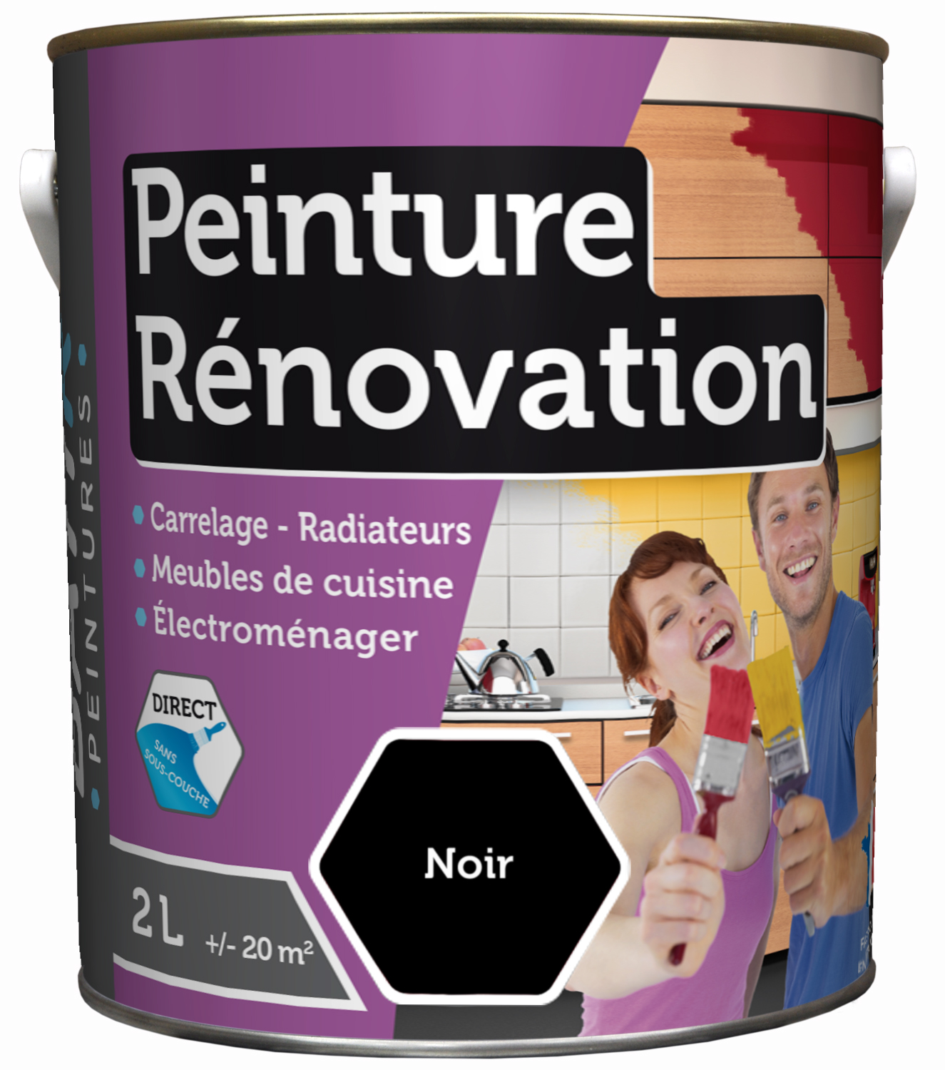 Peinture rénovation satin 2 l noir