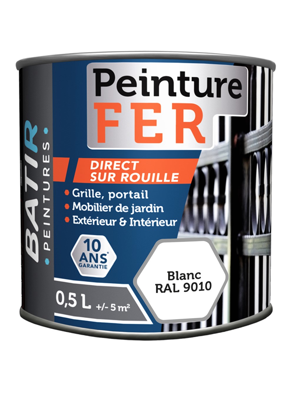 Peinture fer brillant 0,5 l blanc