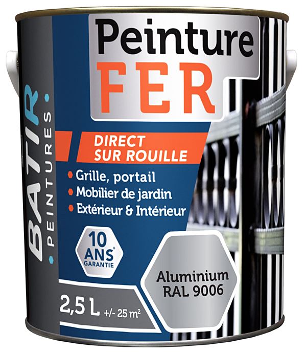 Peinture fer brillant 2,5 l alu ral 9006