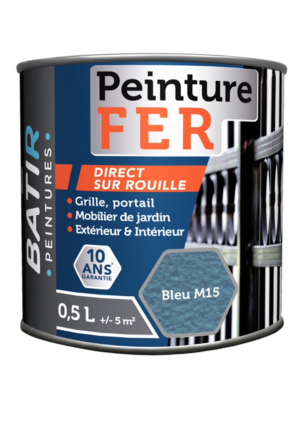 Peinture fer martelé 0,5 l bleu m15