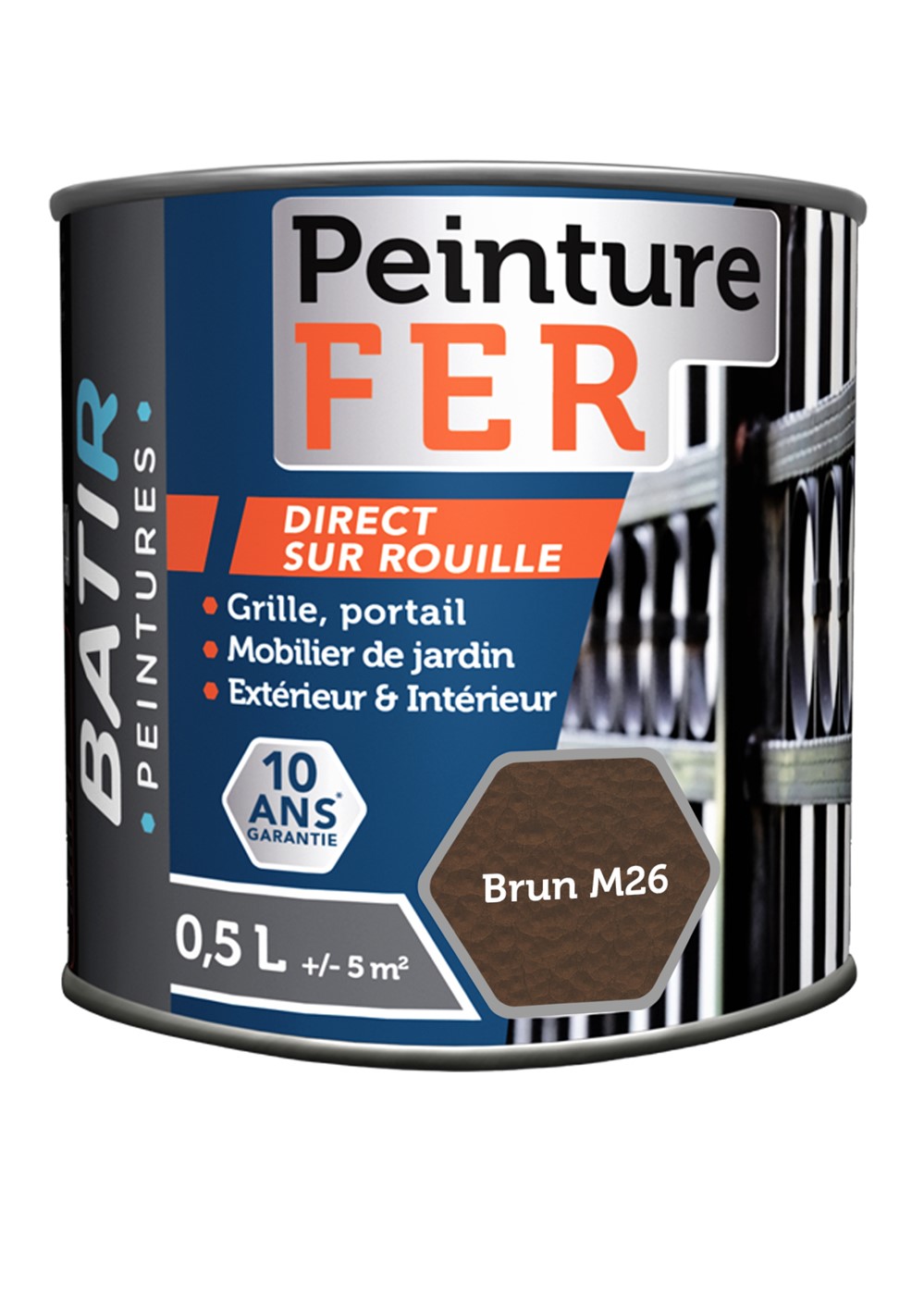 Peinture fer martelé 0,5 l brun m26