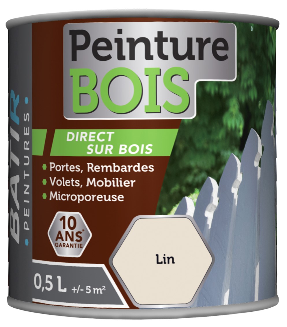 Peinture bois satin 0.5 l lin