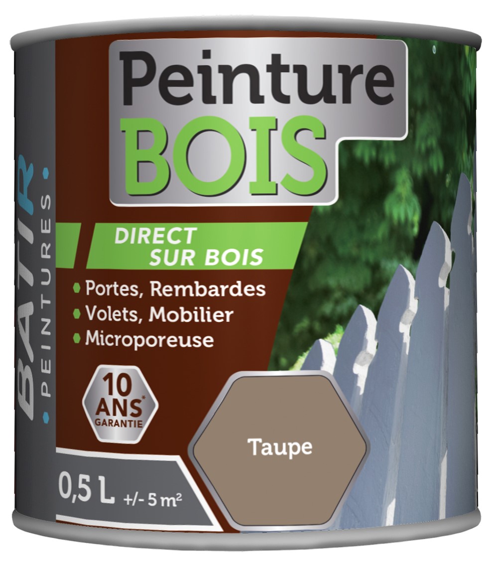 Peinture bois satin 0.5 l taupe