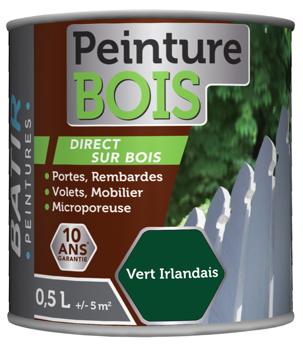 Peinture bois satin 0.5 l vert irlandais