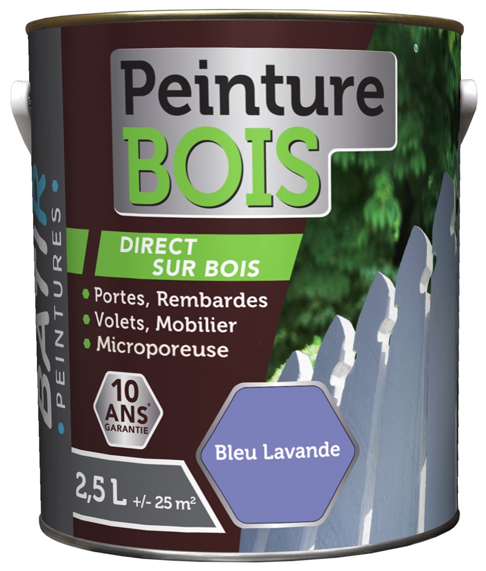 Peinture bois satin 2.5 l bleu lavande