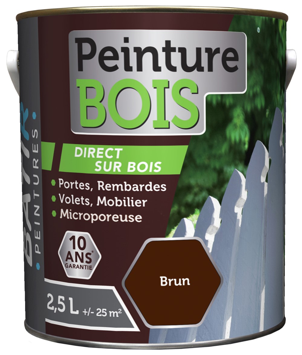 Peinture bois satin 2.5 l brun