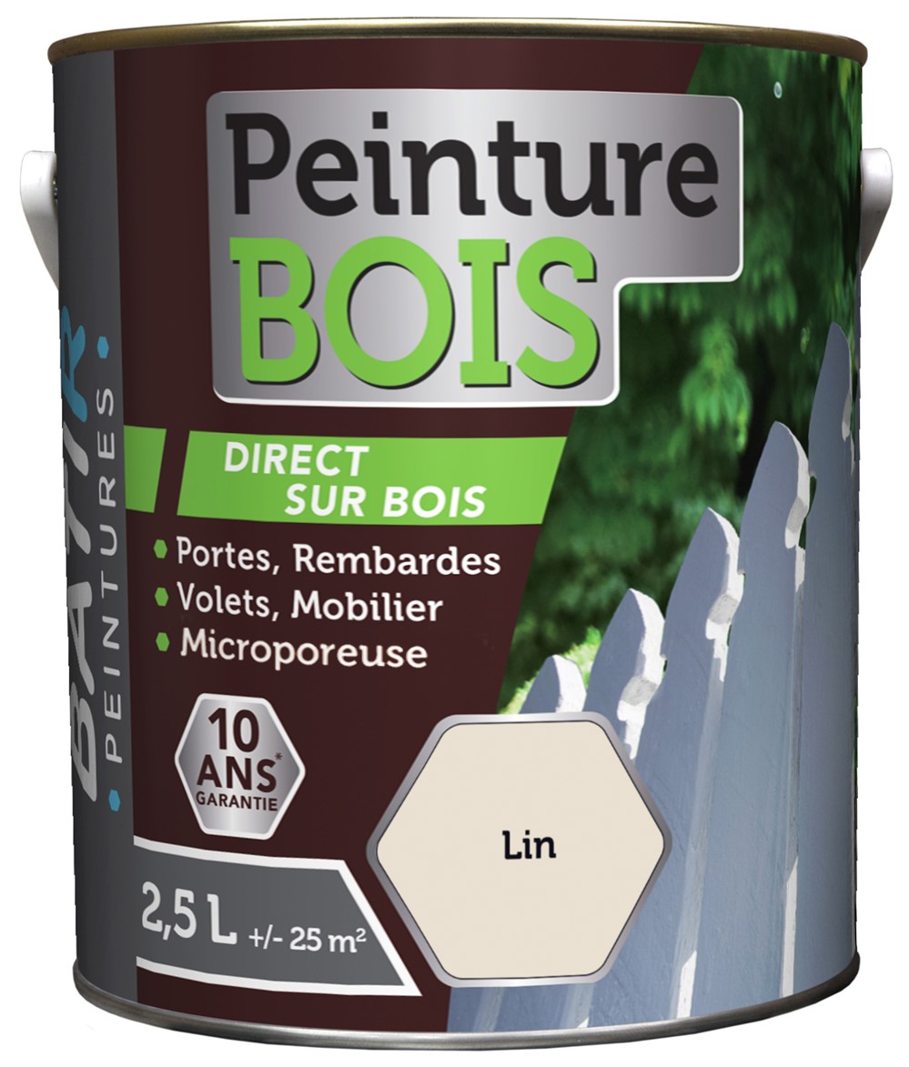 Peinture bois satin 2.5 l lin