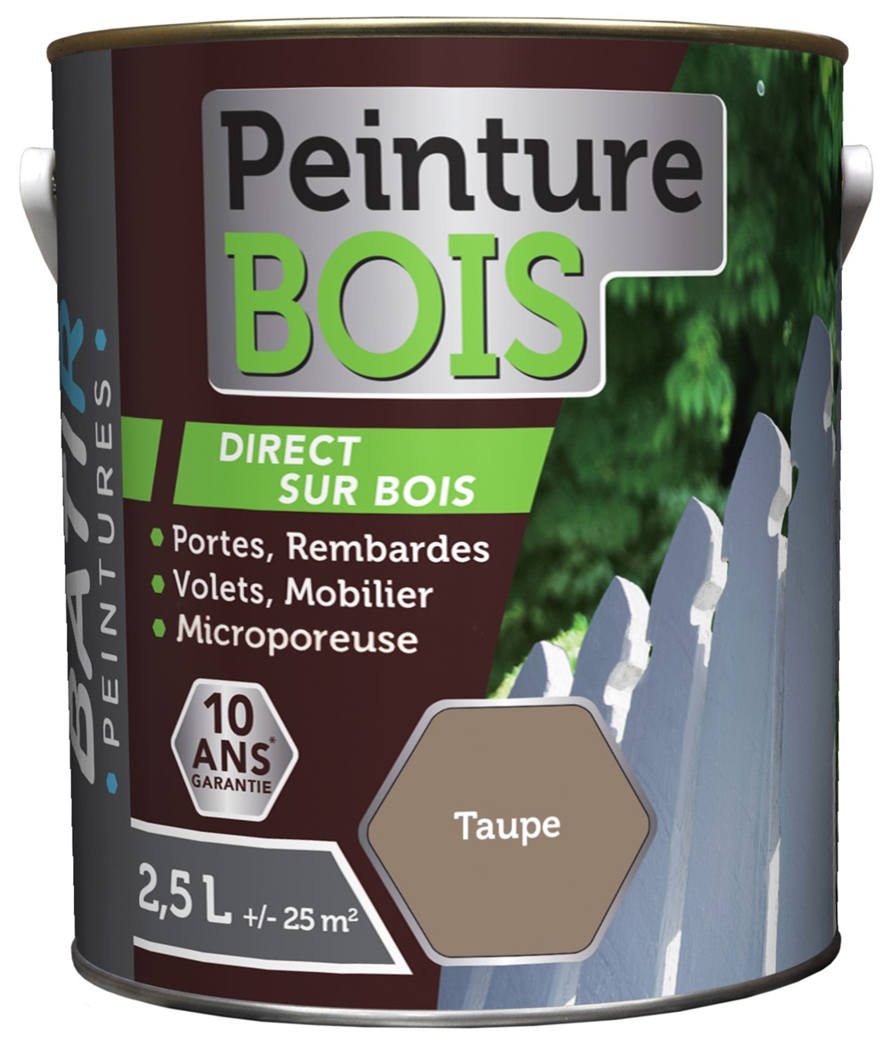 Peinture bois satin 2.5 l taupe