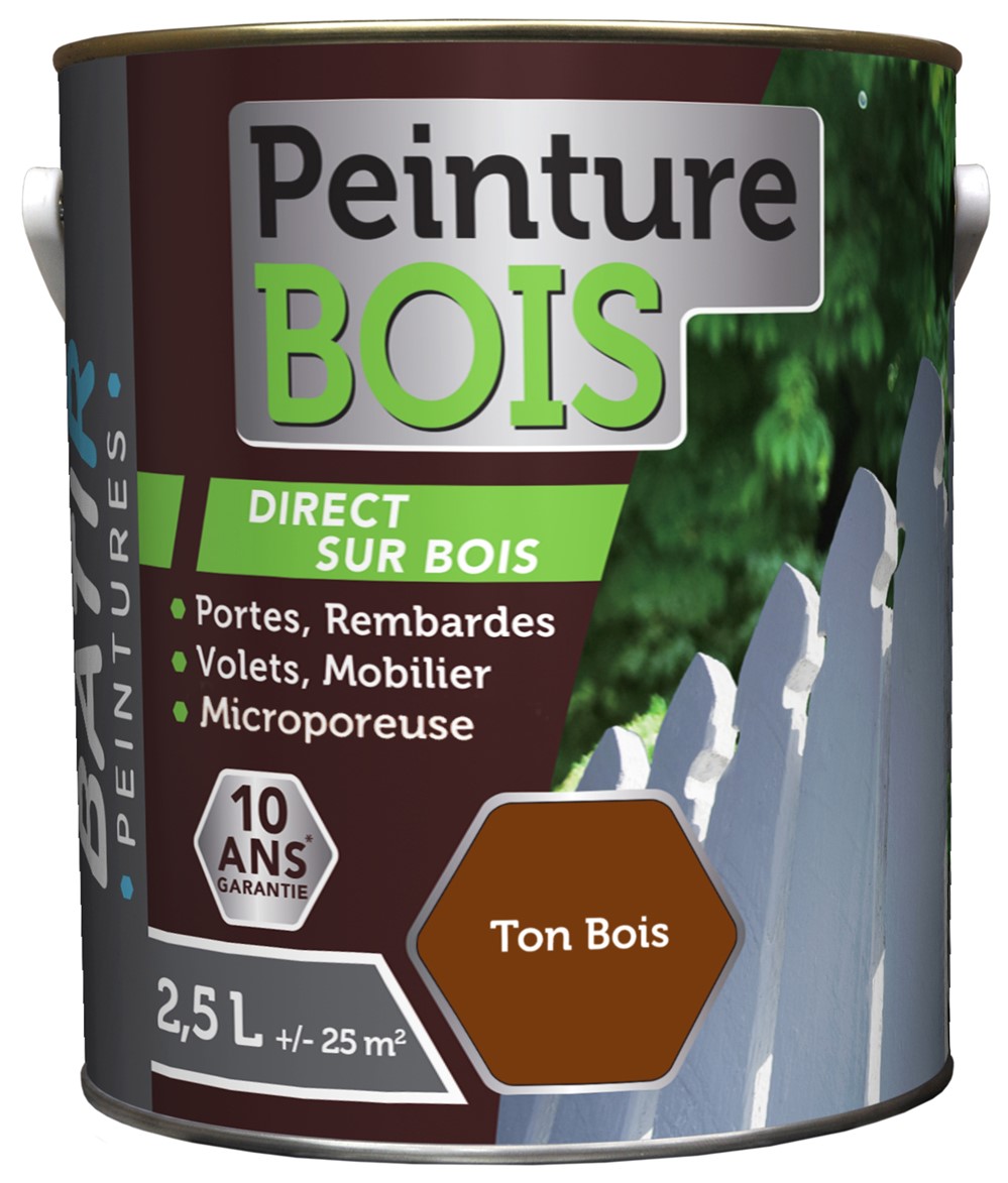 Peinture bois satin 2.5 l ton bois