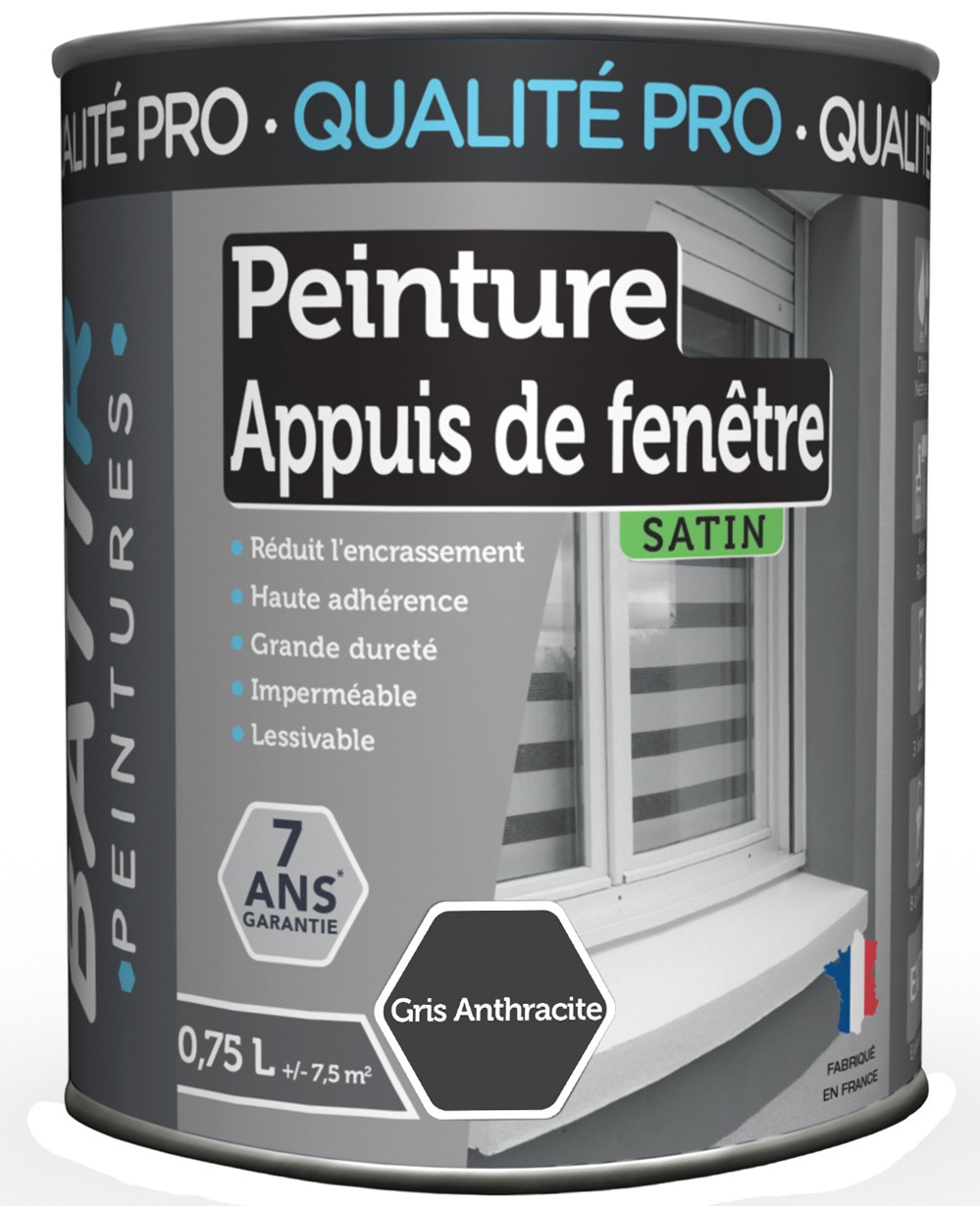 Peinture appuis de fenêtre gris anthracite 0,750 l