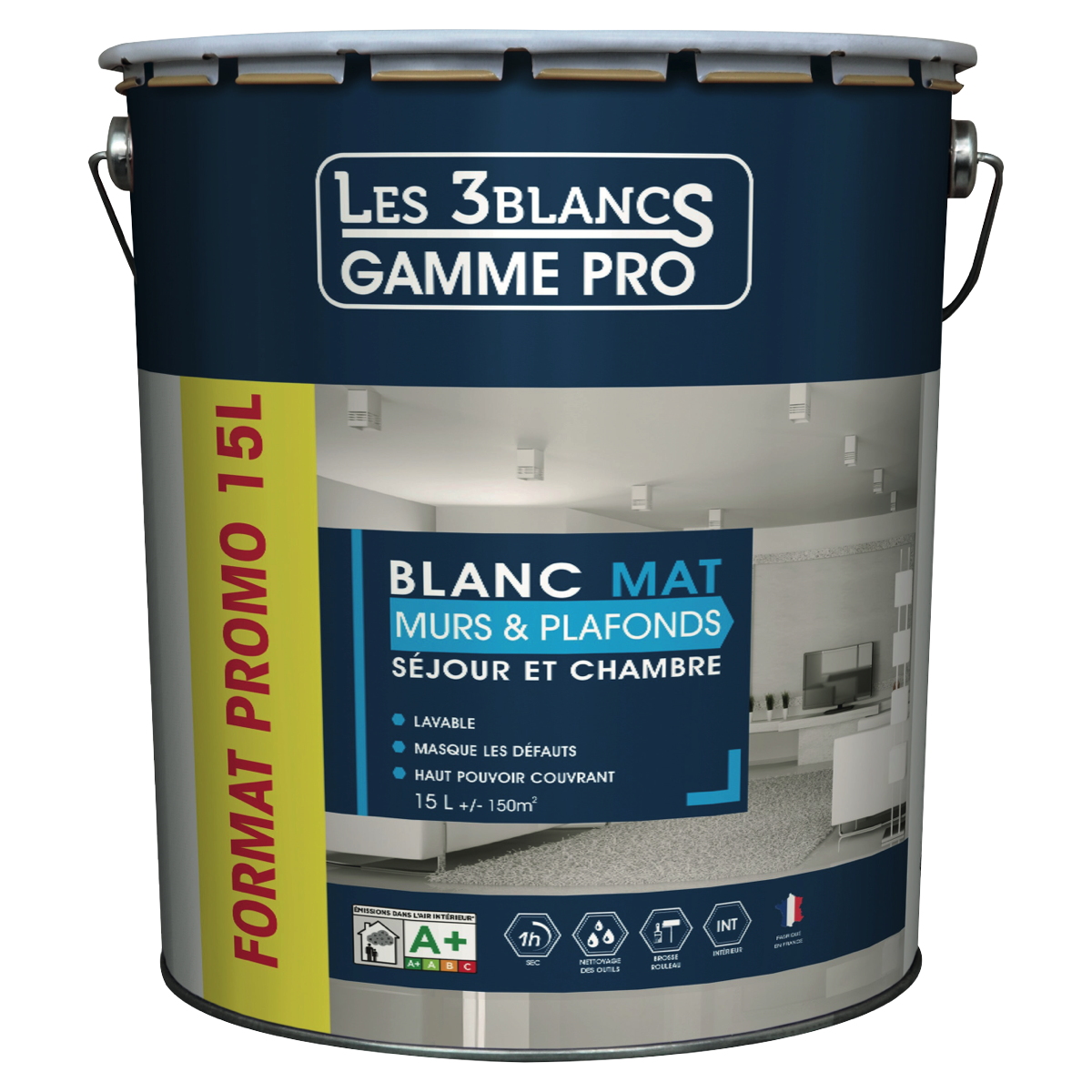 Peinture Murs&Plafonds 15L Les 3 Blancs