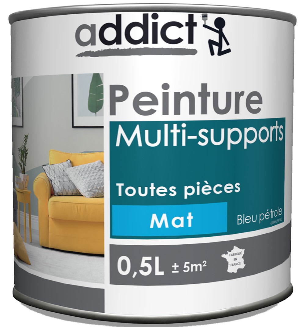 Peinture multisupport mat 0,5L bleu pétrole