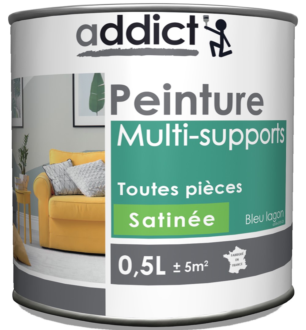 Peinture multisupport 0,5L satin bleu lagon ADDICT