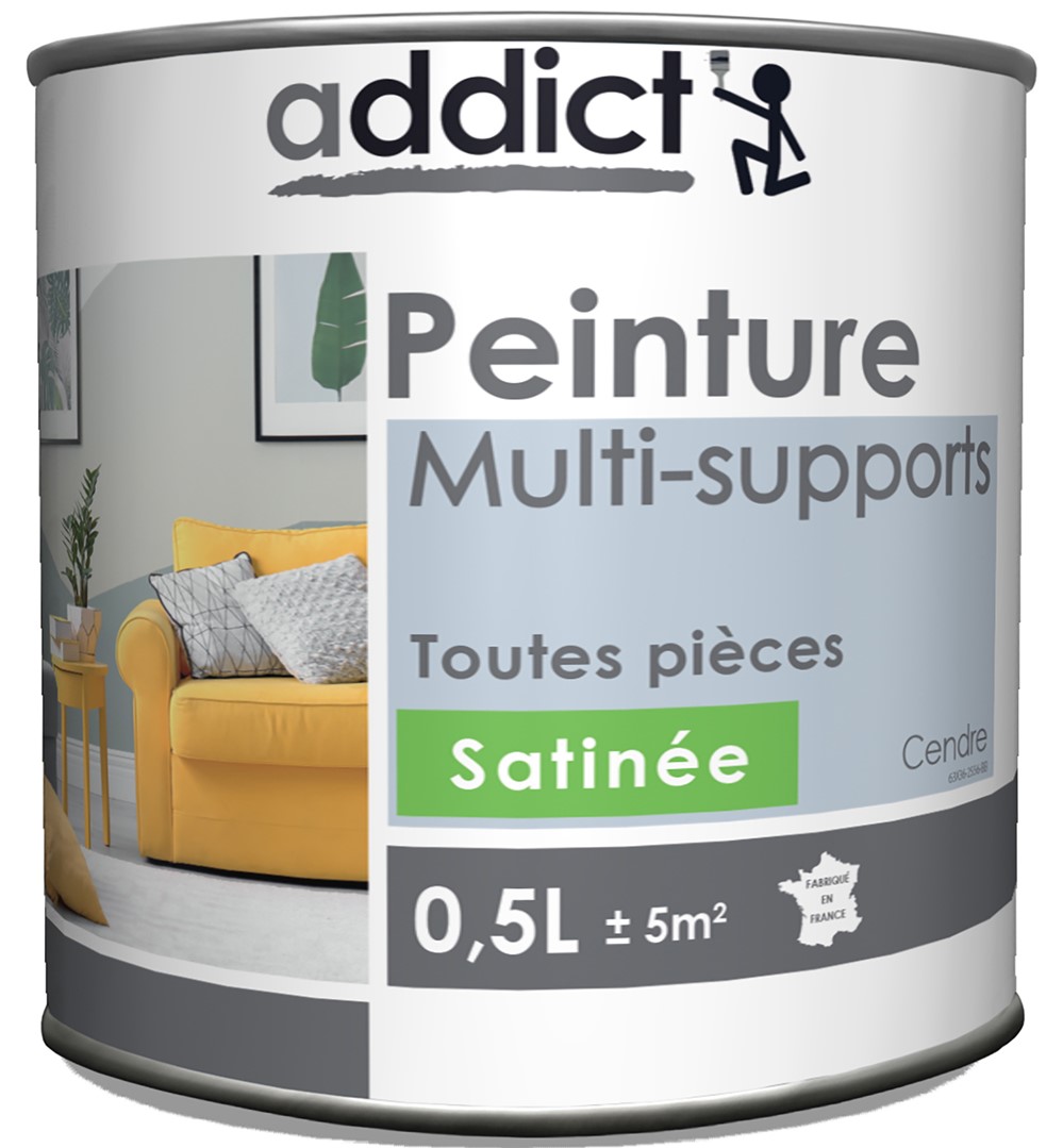 Peinture multisupport 0,5L satin cendre ADDICT