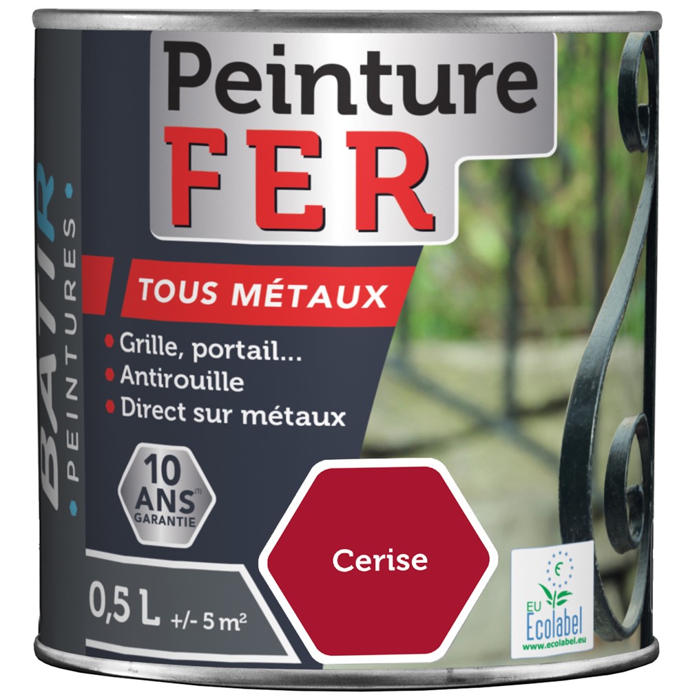 Peinture fer tous métaux ecolabel 0.5 l cerise