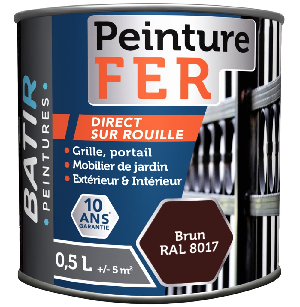 Peinture fer brillant 0.5 l brun