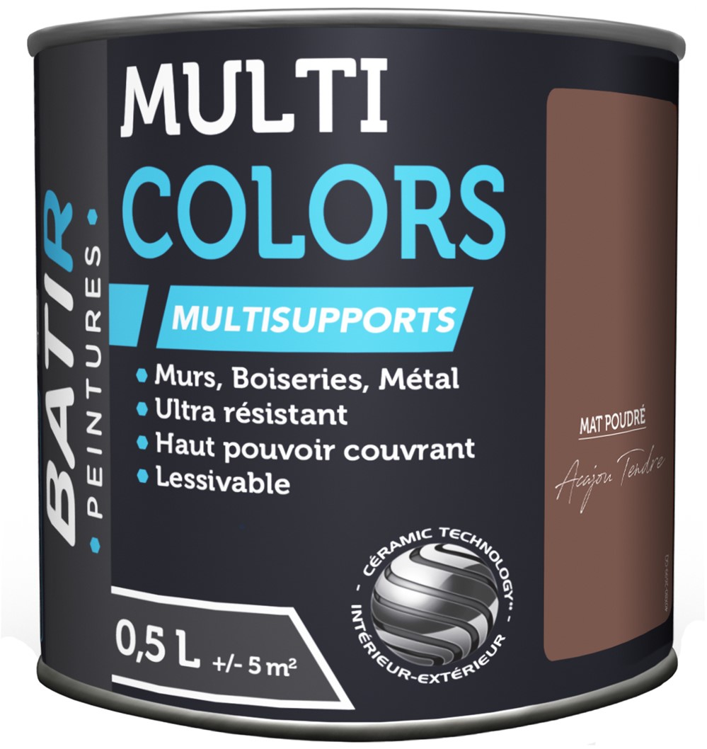 Peinture multi colors mat poudre 0.5 l acajou tendre