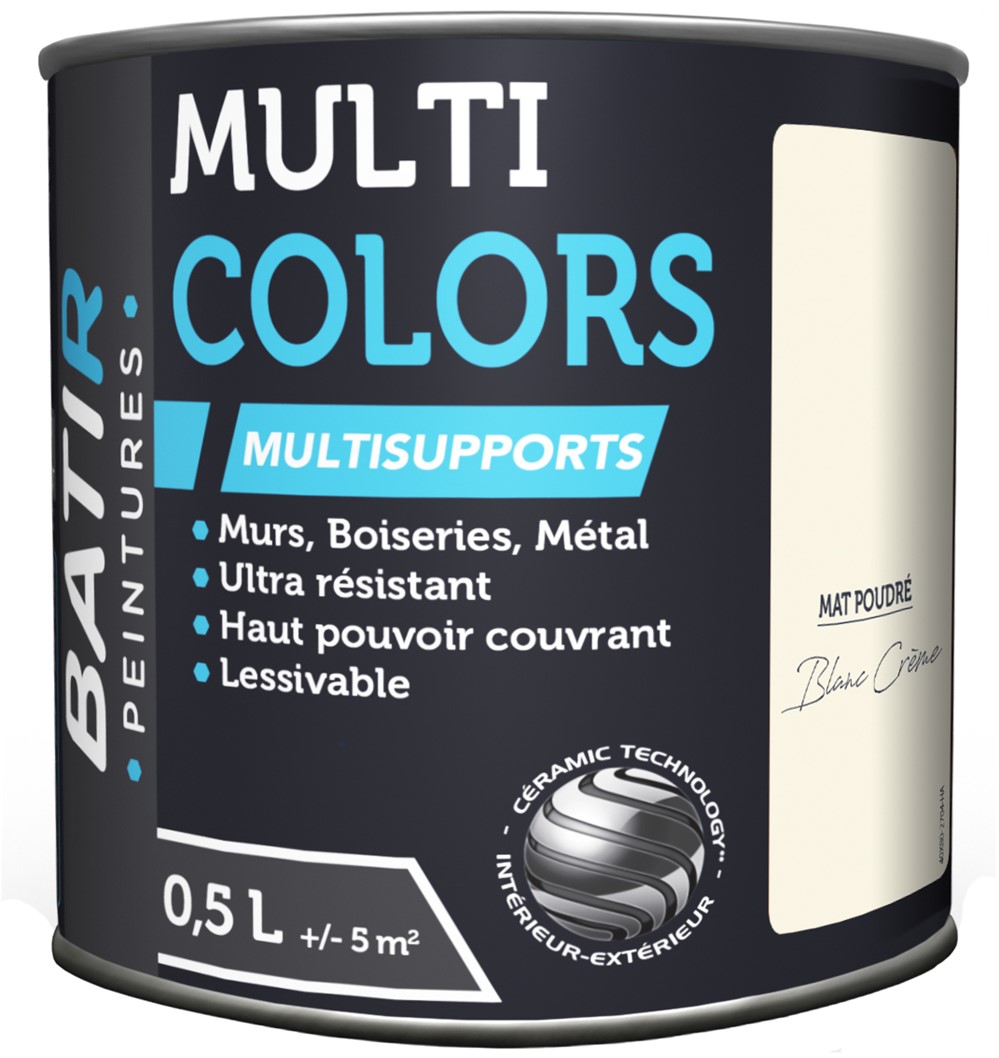 Peinture multi colors mat poudre 0.5 l blanc crème